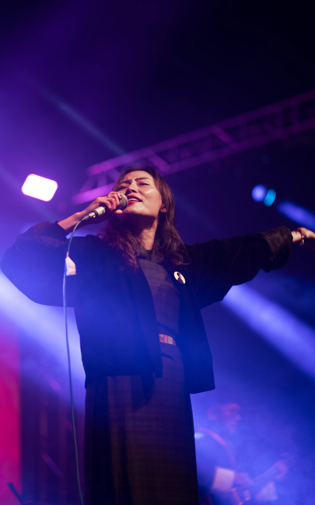 Solo photograph of the only lead singer and only female led band known as The Sangay Lhaden Band at the Asia Rock Fest Bhutan 2025