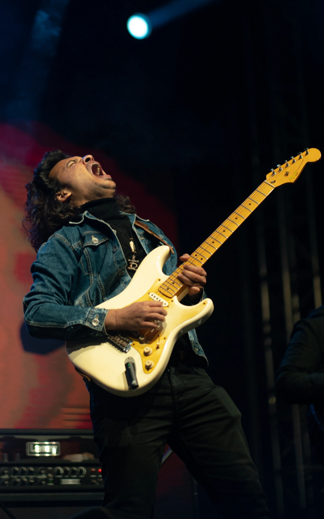 Photograph of the Guitarist of The Parikrama band from India at the Asia Rock Fest Bhutan 2025