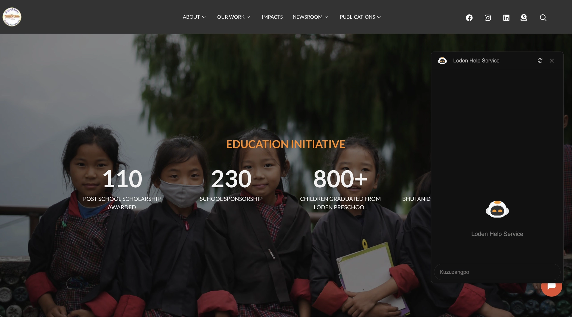 The chatbot for loden foundation that reduces human agent customer support by 30%.