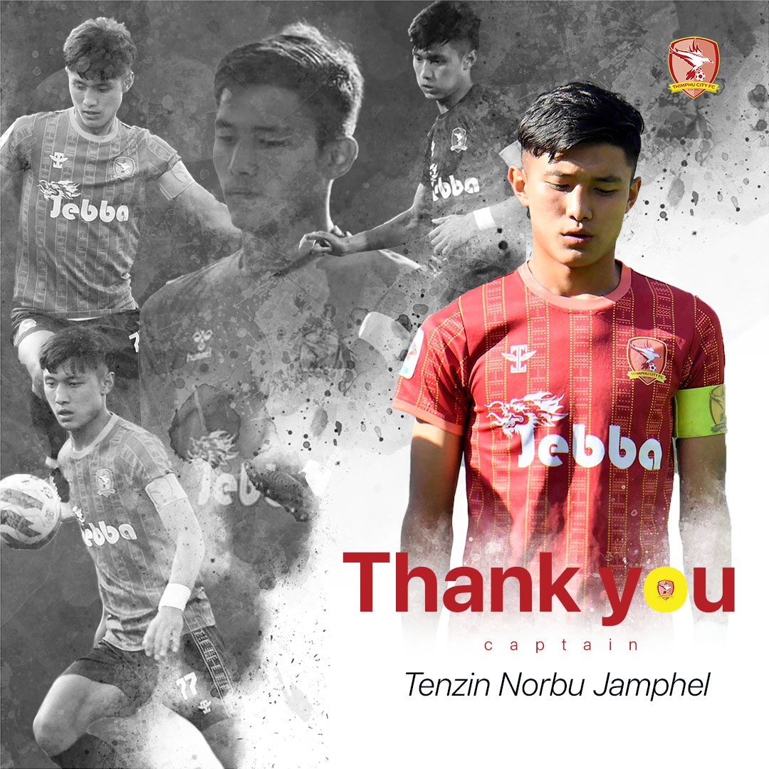 A farewell poster for Tenzin Norbu Jamphel who was the captain for Thimphu City FC.