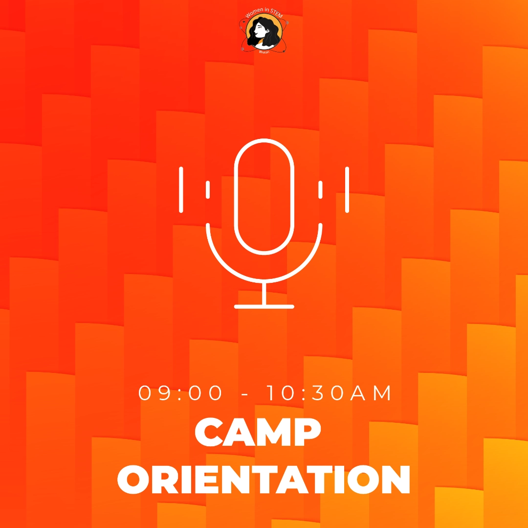 The camp orientation poster and the schedule for the first day.