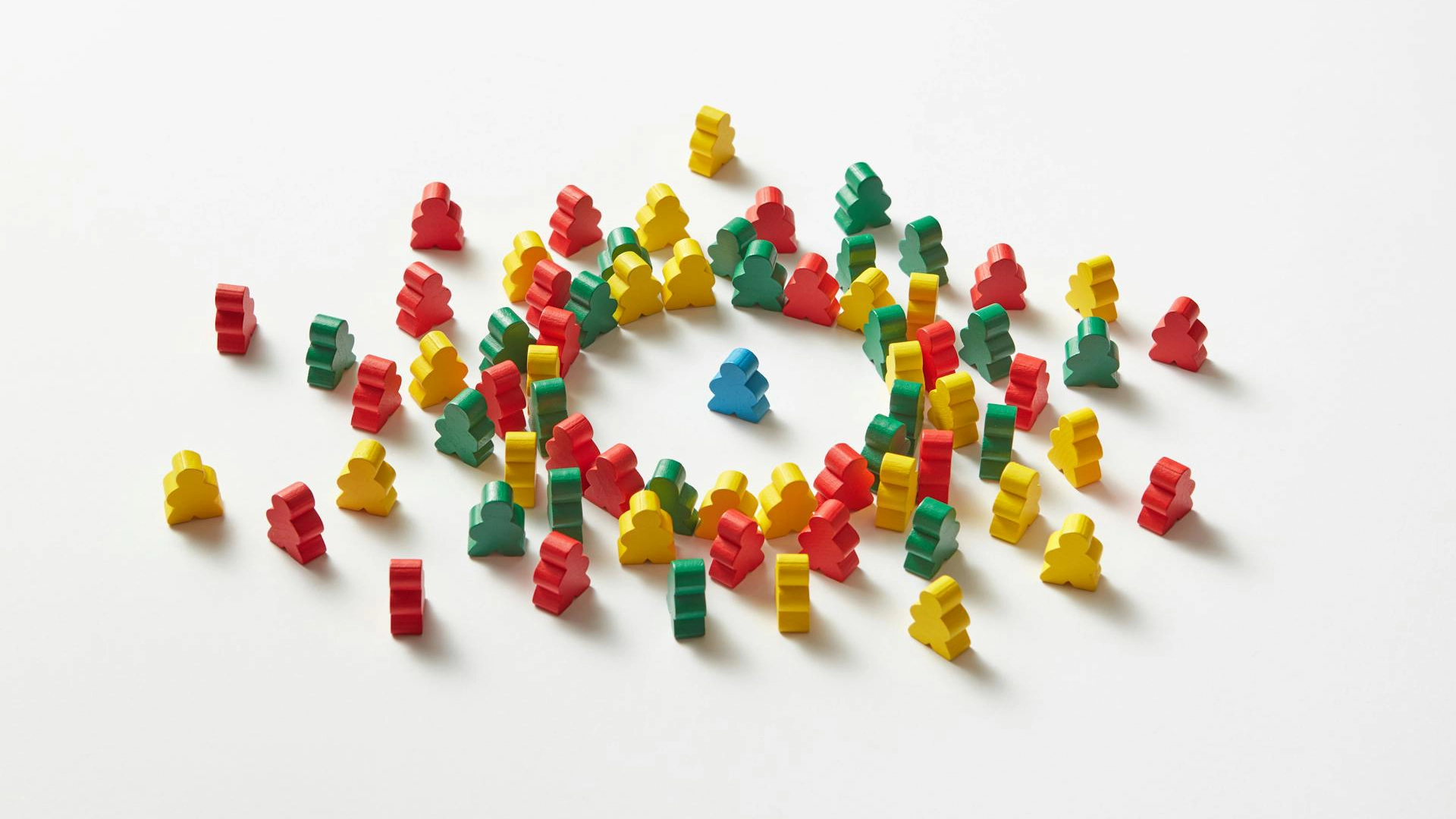 Image of a person standing out in front of similar crowd.